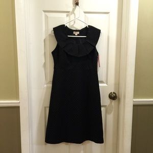 Marona sleeveless Black dotted dress with ruffle