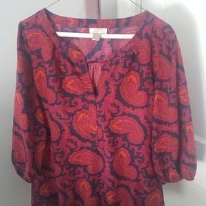 LOFT paisley print 3/4 sleeve top