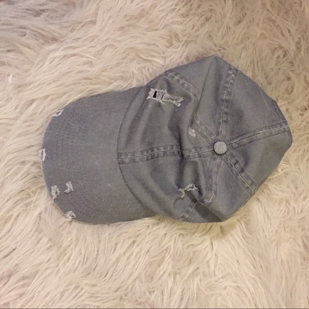 Grey distressed hat never worn