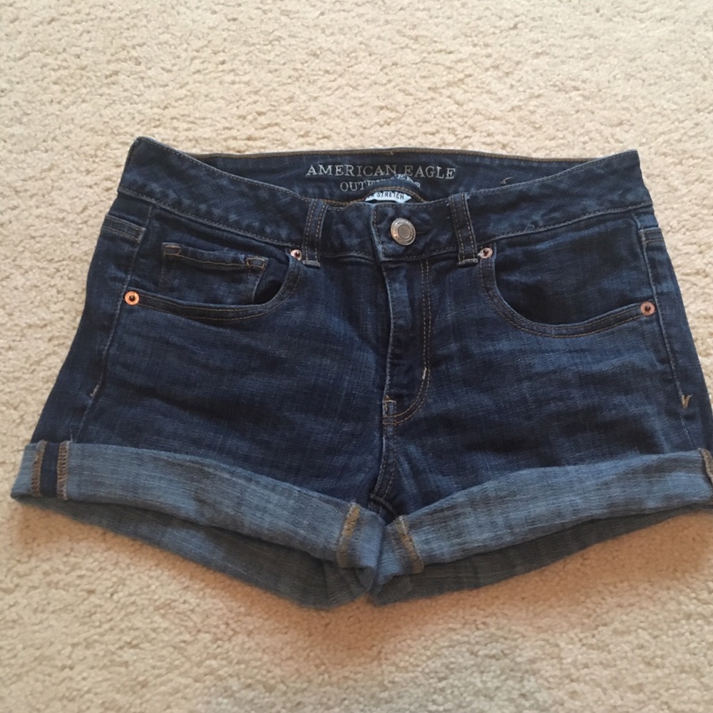 Dark Wash Super Stretch Midi Jean Shorts