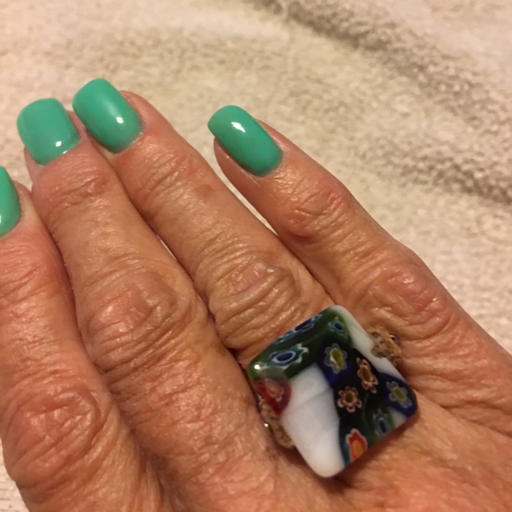 Multi-Colored Stone with Leather band!