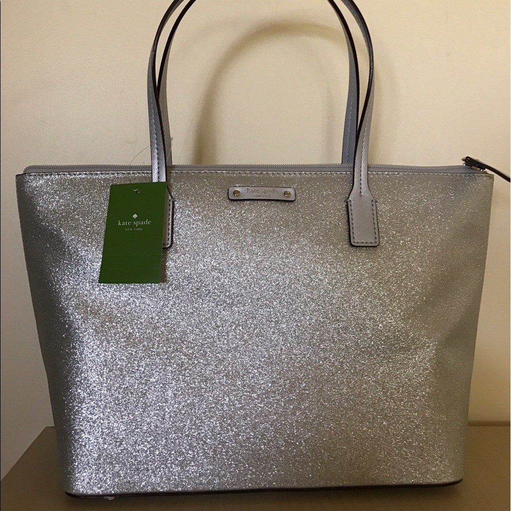 FINAL PRICE Kate Spade ♠️ silver tote, wallet nwt - Picture 5 of 6