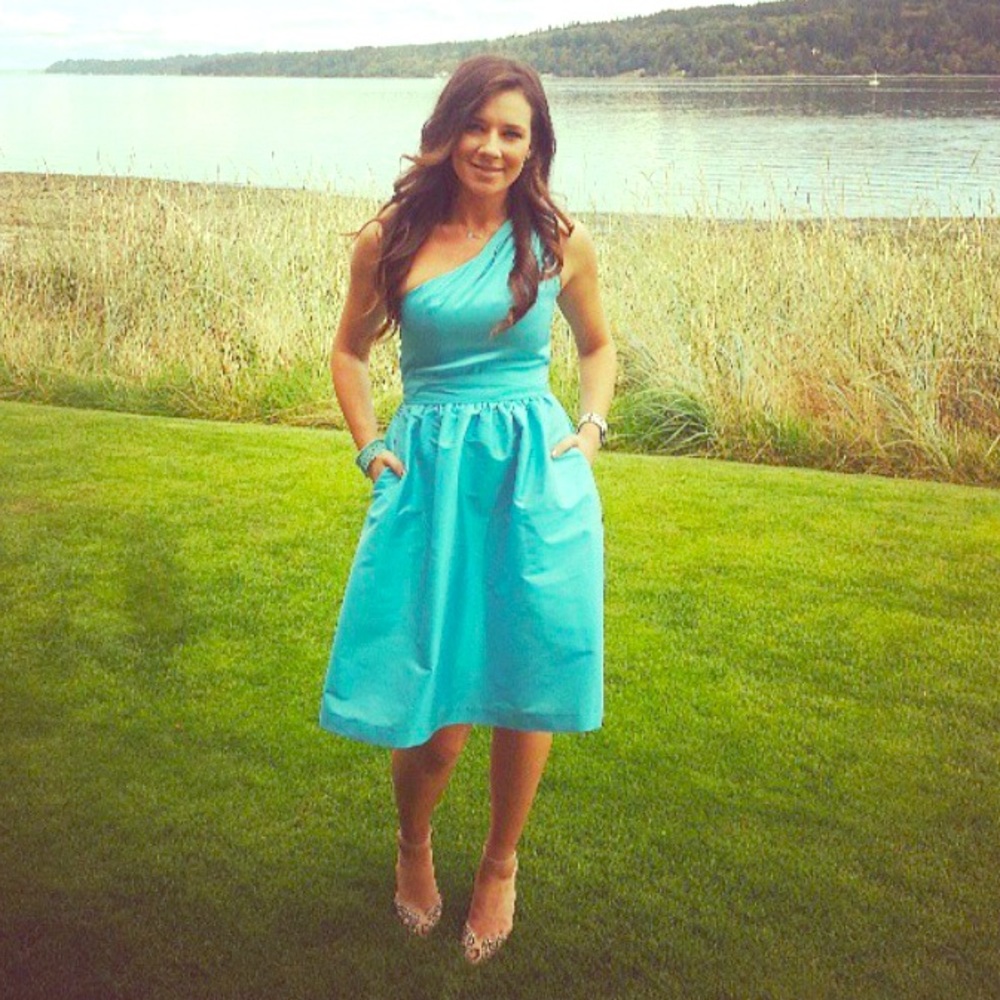 Alfred Sung Silky Tiffany Blue dress