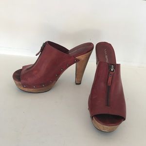 Via Spiga Open-Toe Red Clogs