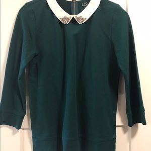 Small green Loft Peter Pan collared shirt