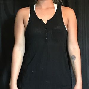 Black button up tank top