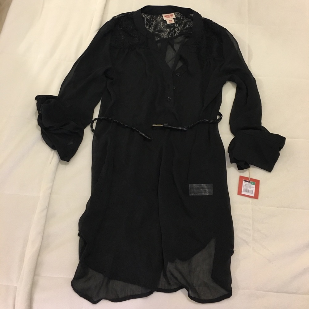 Black Belted Tunic Blouse