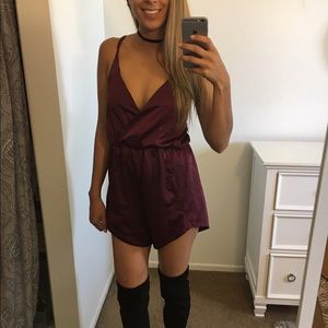 Satin maroon romper