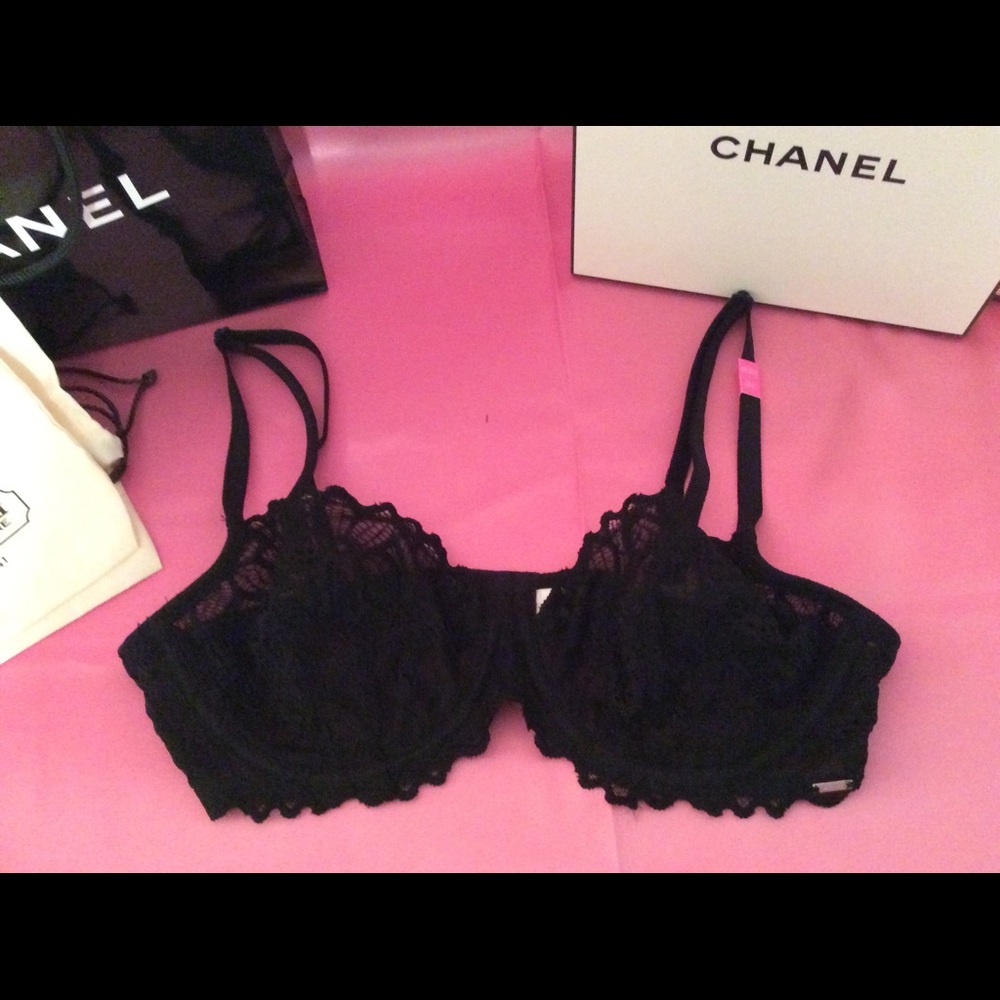 BRAND NEW "PINK" Black Unlined Lace Bra