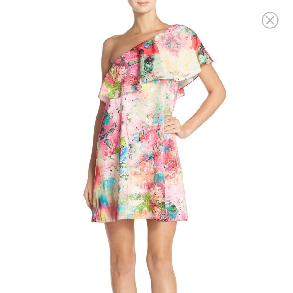 A by Amanda 'Zoe' Floral Print One Shoulder Dress