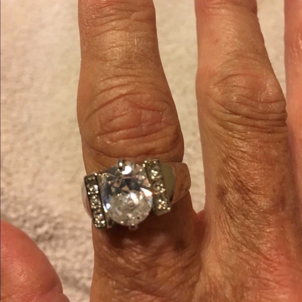 3 Carat Oval Ring w/Chips on Diamond Ring!!