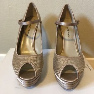 Michael Adelia Platform Sequins Peep Toe Heels