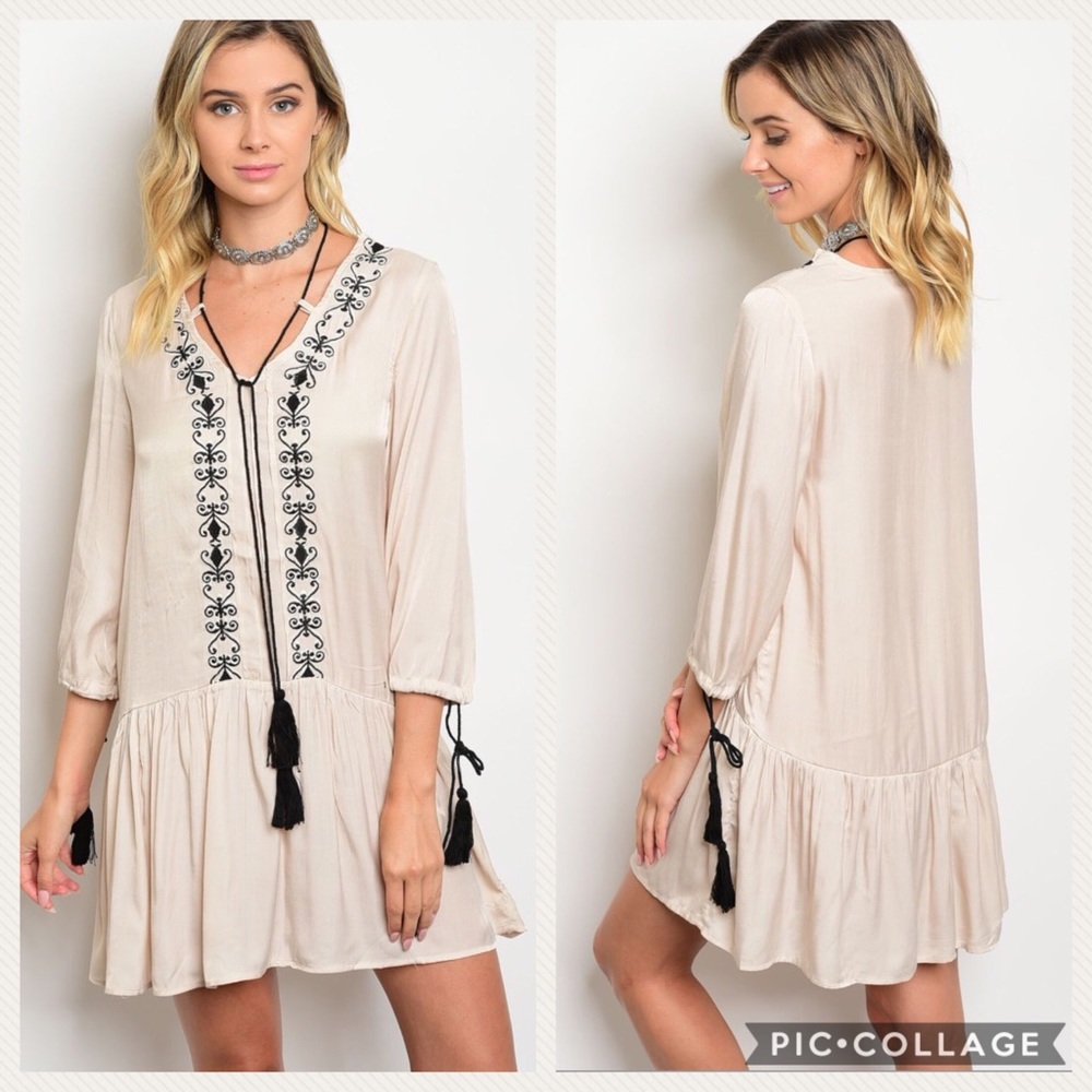 Embroidered BOHO Tassel Tunic Dress