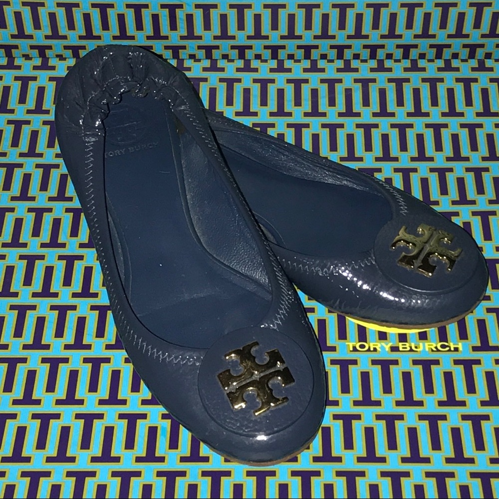 Tory Burch Ballerina Flats • Patent • Navy