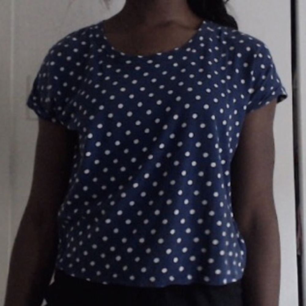 Blue and White Polka Dot shirt