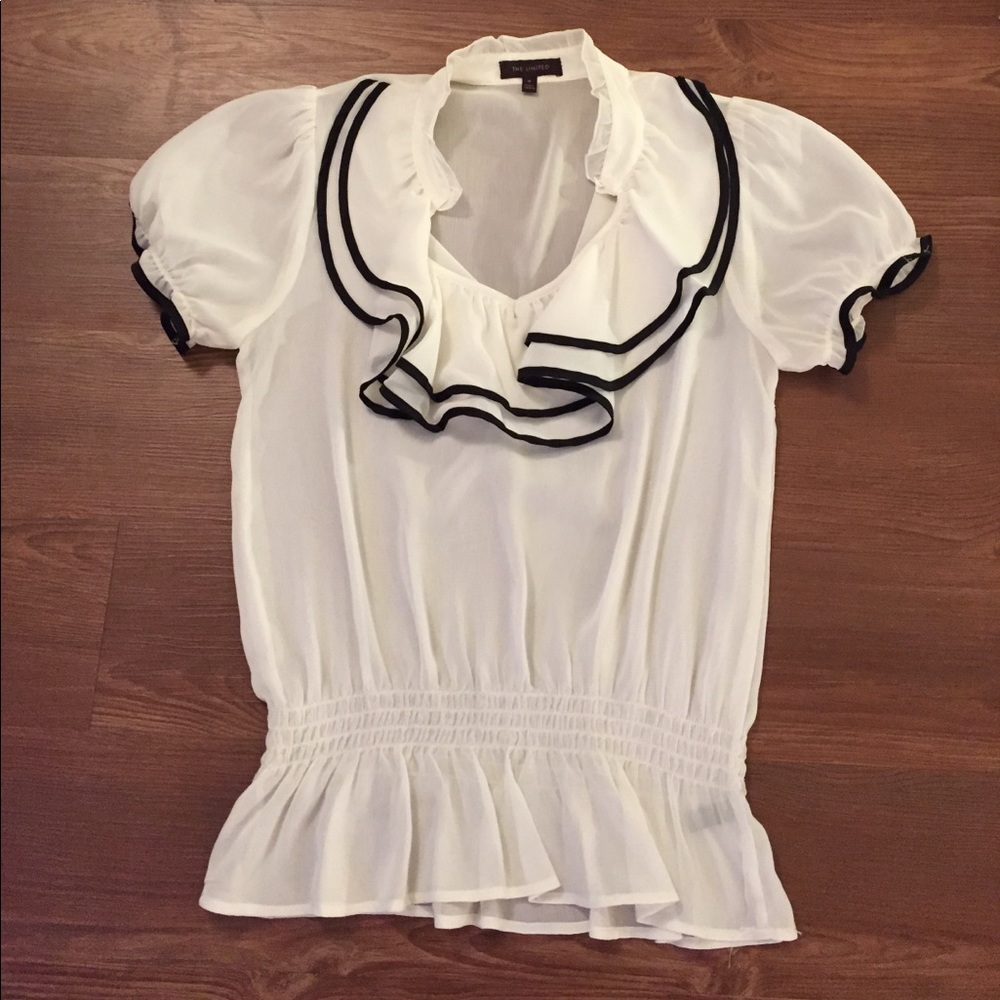 Sheer white dress top with ruffle
