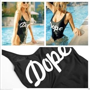 Black "Dope" One-Piece Swimsuit | Large