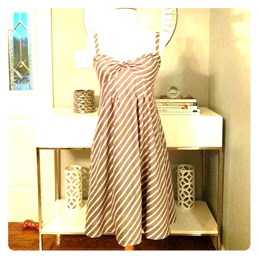 American Eagle gray and orange striped sundress