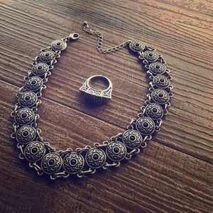 Rocker, edgy choker & ring set