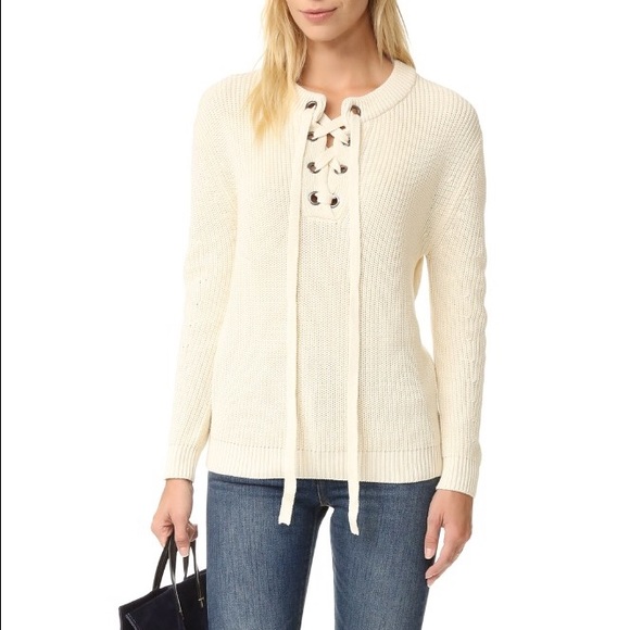 J.O.A Los Angeles Sweaters - J.O.A. Lace Up Sweater