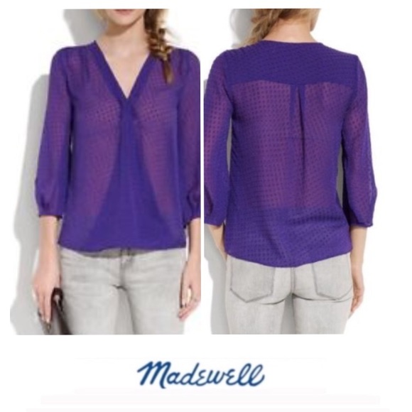Madewell Tops - Madewell Broadway & Broome Purple Mesh Dot Blouse