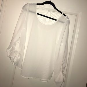 White mid sleeve top