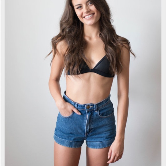 American Apparel Pants - American apparel high waisted cuffed denim shorts