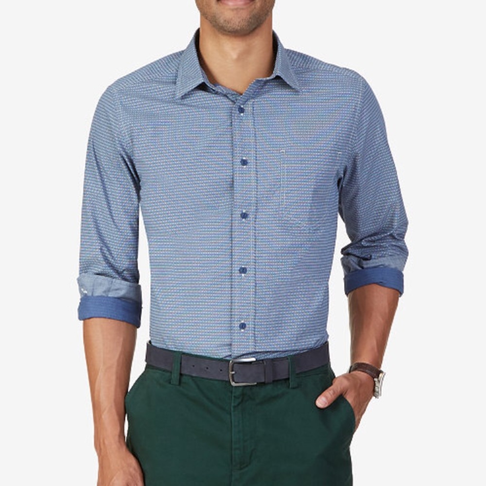 Nautica men's geometric print long sleeve shirt