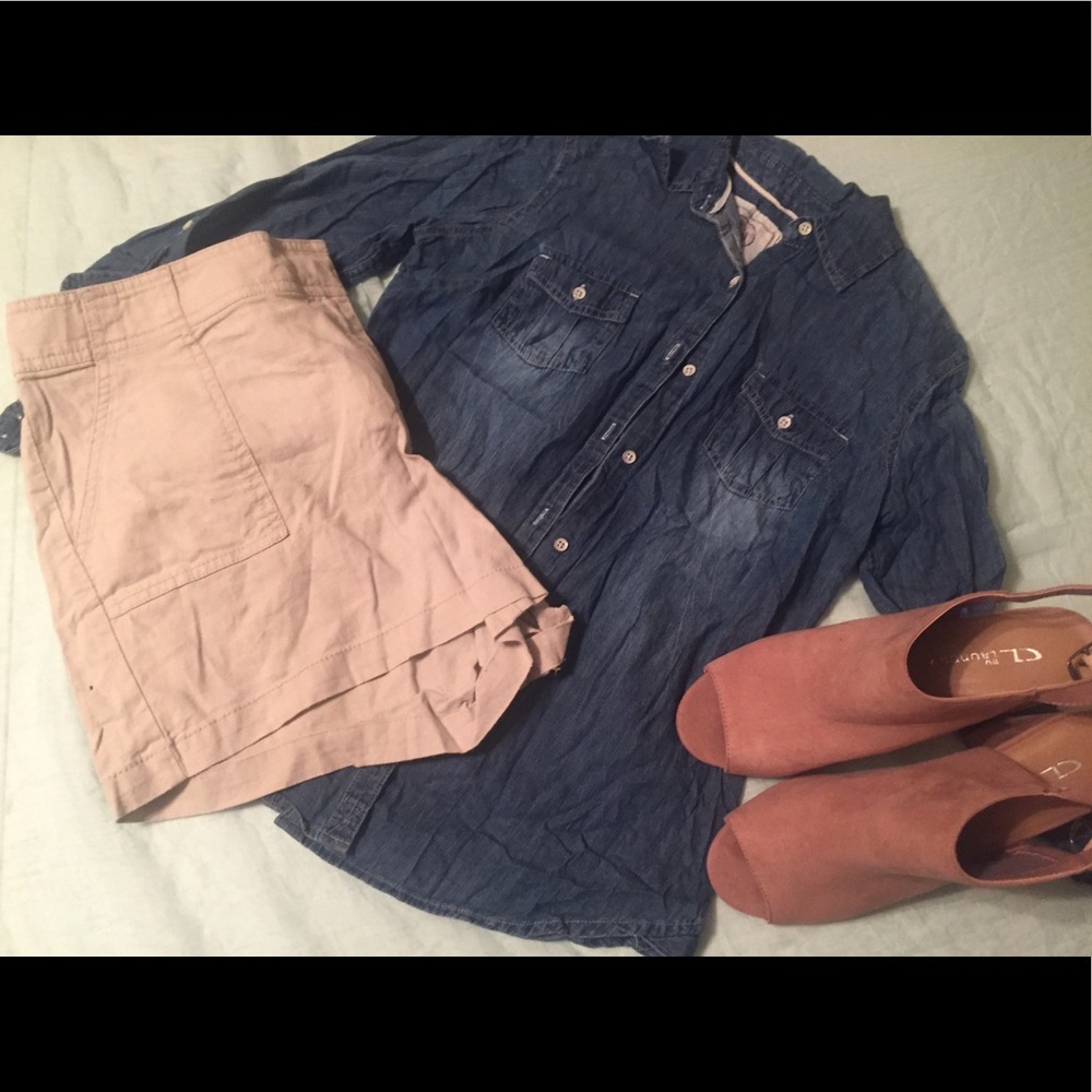 Dark denim button up