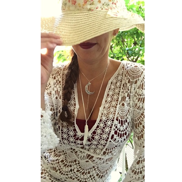 OFF WHITE Jacquard Flowery Crochet Coverup - Picture 4 of 8