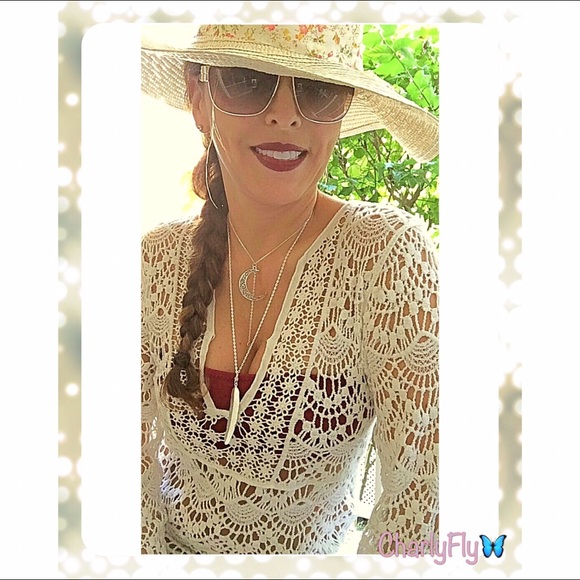 OFF WHITE Jacquard Flowery Crochet Coverup - Picture 8 of 8