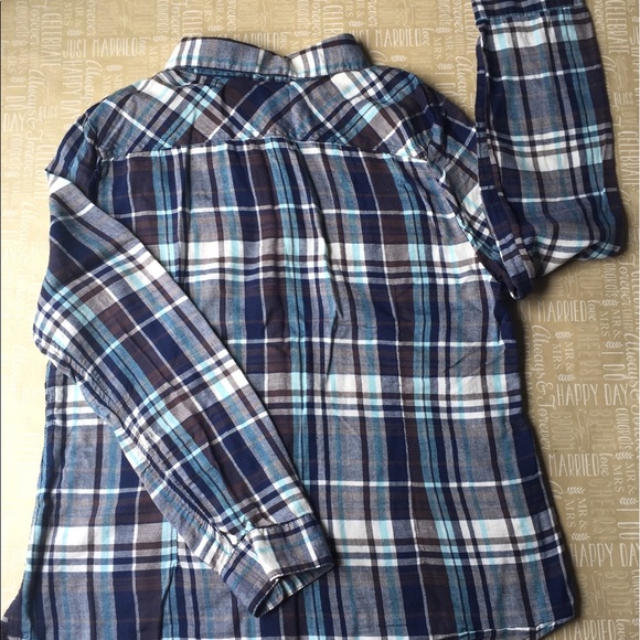 Plaid Brown and Mint Button Down Shirt - Picture 3 of 4