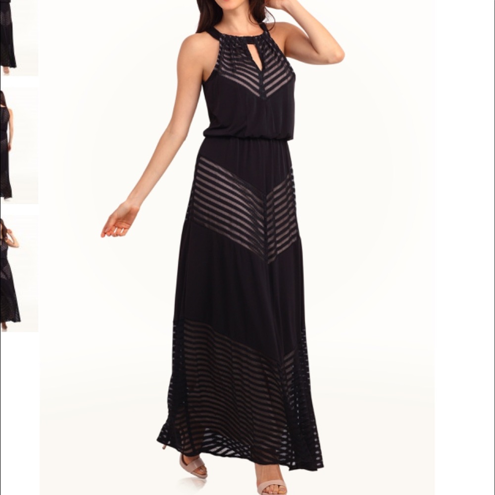 LONDON TIMES THE CHEVRON STRIPE HALTER MAXI