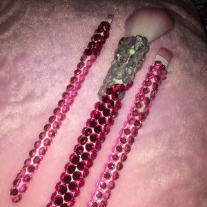Hand bedazzled makeup brushes
