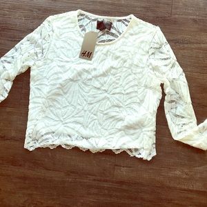 Lace white blouse top