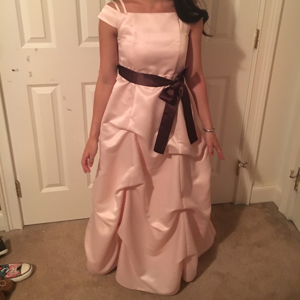 Pink and brown bridesmaid dress