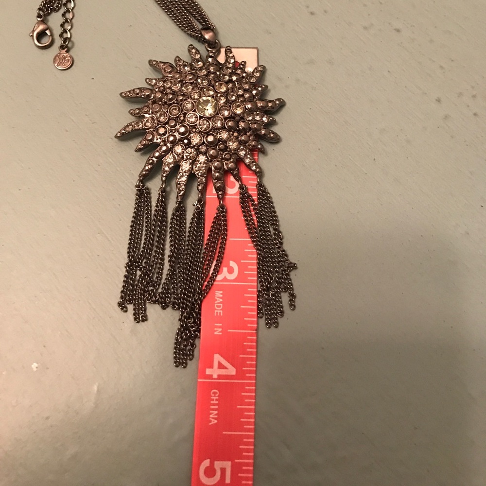 •Gunmetal Art Deco Style Sunburst Necklace• - Picture 3 of 8