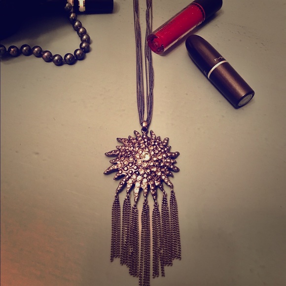 Jewelry - •Gunmetal Art Deco Style Sunburst Necklace•