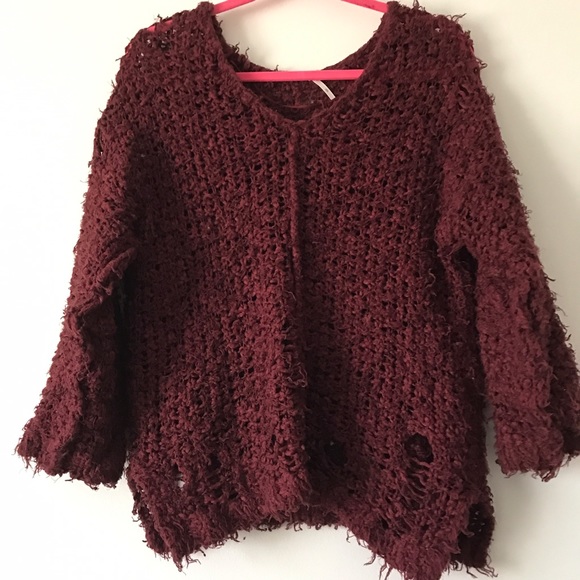 Free People Sweaters - Free people maroon up the ladder sweater