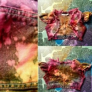 OOAK Handmade NY Couture Acid Wash Denim Vest - XS