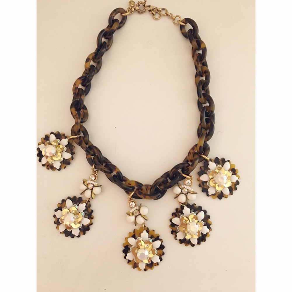 J Crew tortoise shell statement necklace.