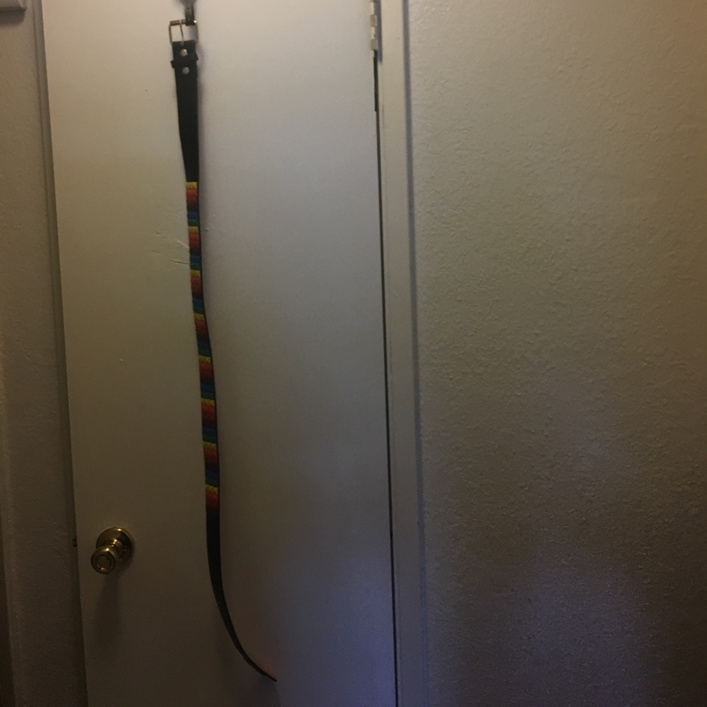 NWT Genuine leather rainbow color black belt.