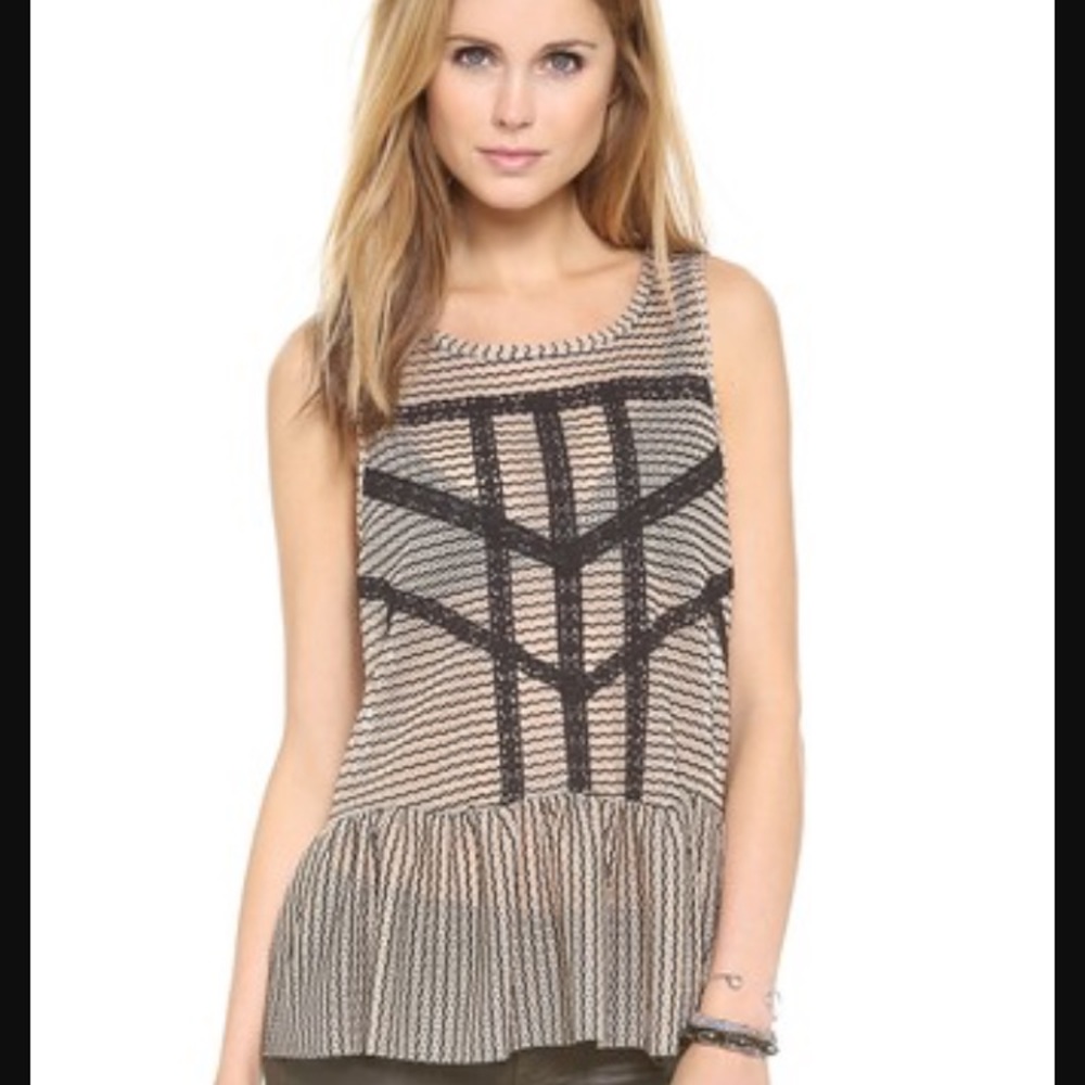 Free People Peplum Top- Key Hole Back