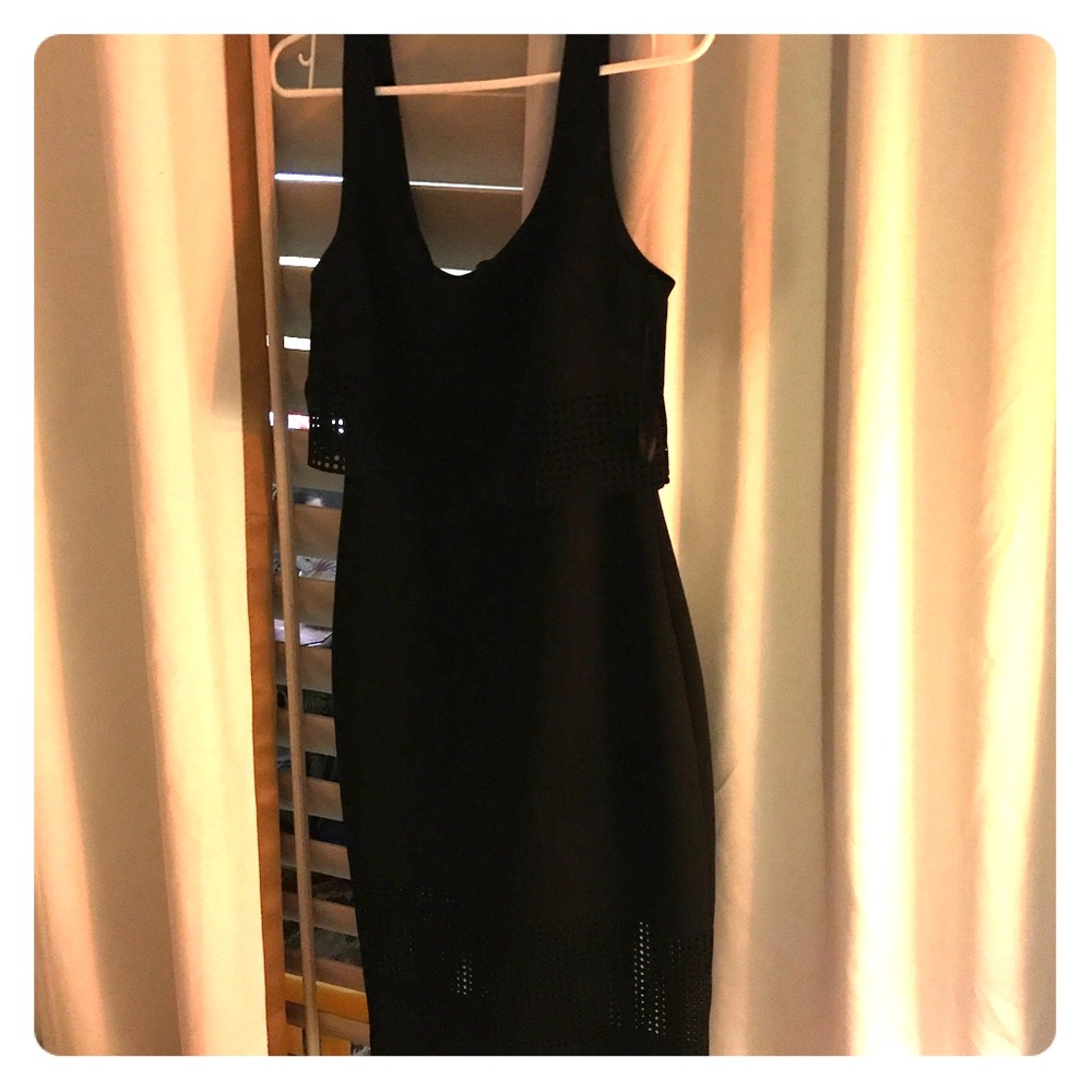 Black bebe bodycon midi dress