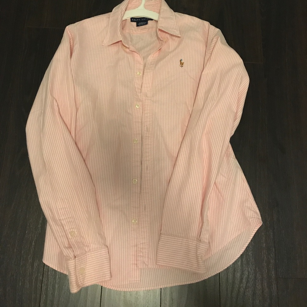 Ralph Lauren Striped Pink Slim Fit Size 8
