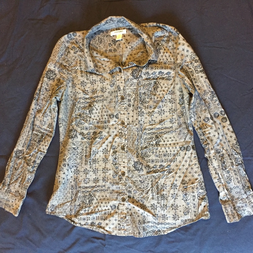 Button down shirt with blue flowers