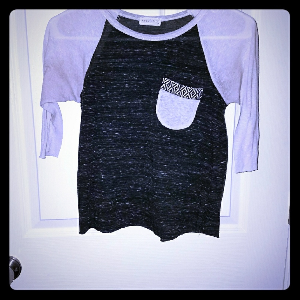 White and gray shirt with cute pocket