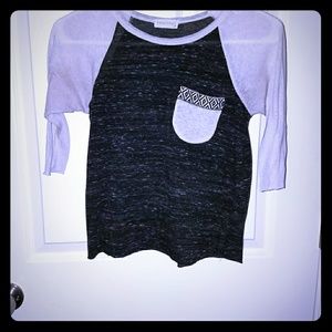 White and gray shirt with cute pocket