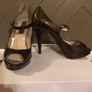 STEVEN by Steve Madden Brown Patent Leather Heels