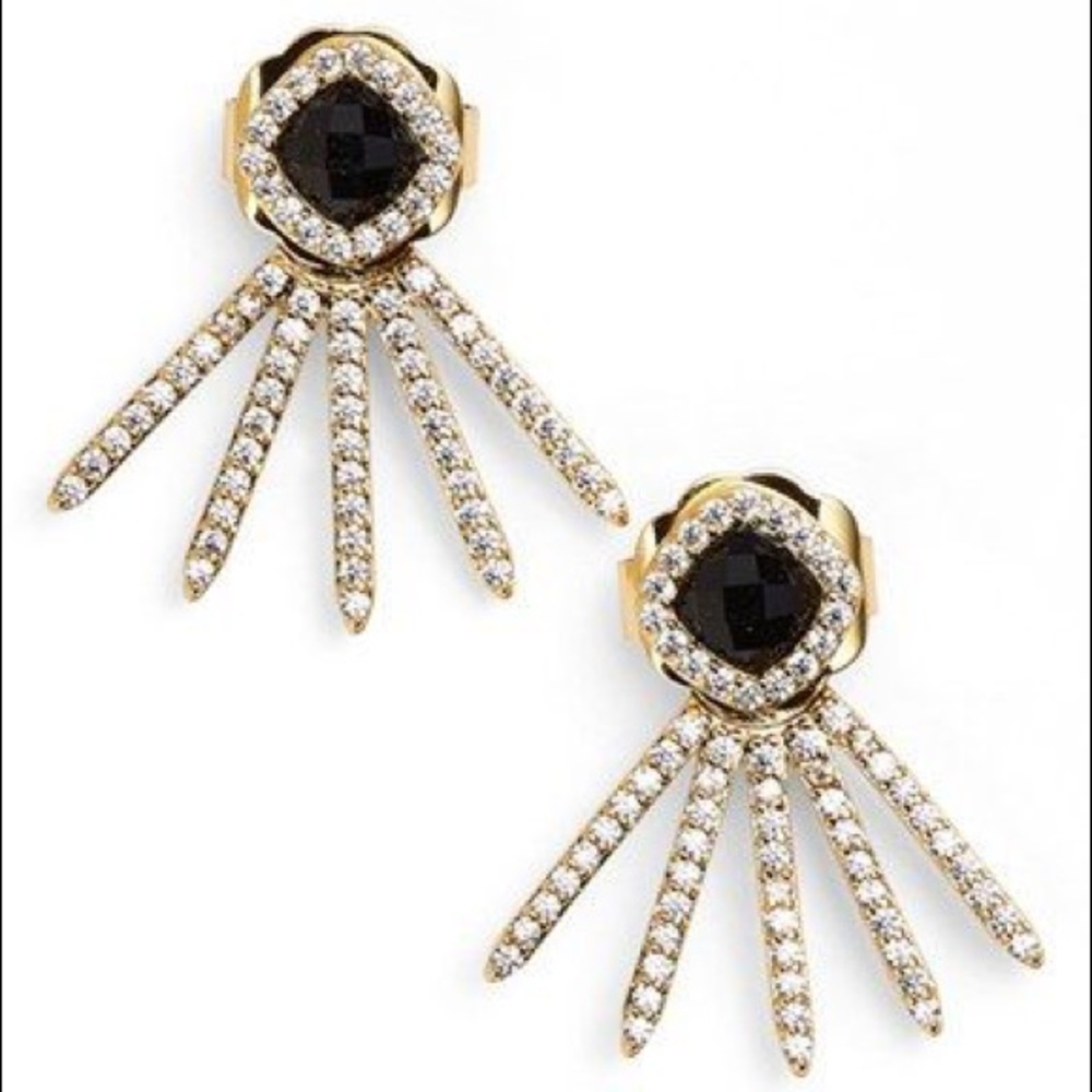 Melanie Auld Pave Rhinestone Ear Jackets • Black